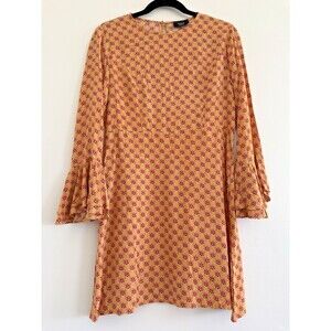 VICI Floral Ruffle Accent  Hi Lo Midi Dress long Flare Sleeve M women